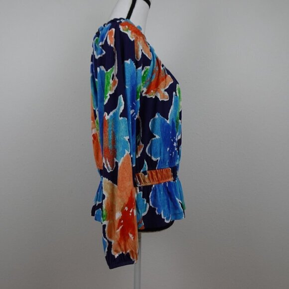 Ralph Lauren Floral Top Women's Size L Multicolor Ruffle Peplum Off the Shoulder - Picture 6 of 10
